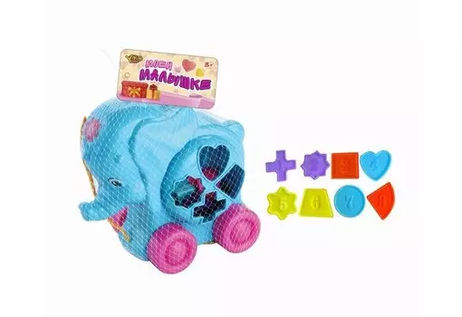 Каталка-игрушка Without сортер Слоник на колёсиках с верёвочкой