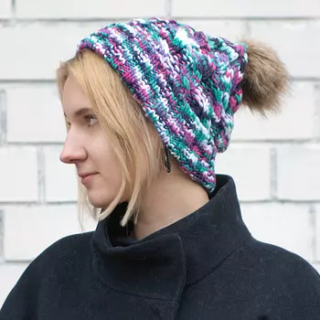Kawaii Factory Шапка разноцветная с помпоном