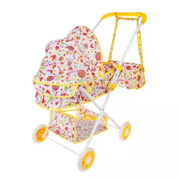 Коляска для куклы Наша Игрушка люлька Сладости с корзиной и сумкой M1419-7