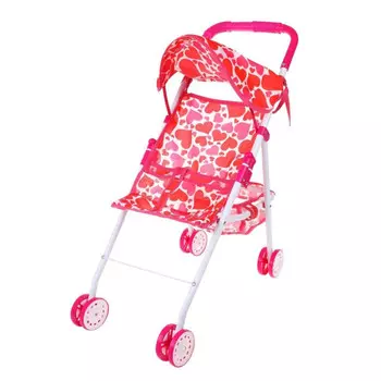 Коляска для куклы Наша Игрушка прогулочная Сердца светящаяся с крышей M1418-12L
