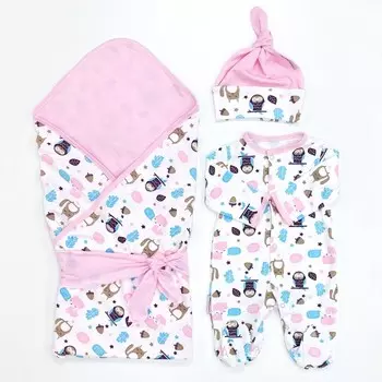 Комплект на выписку СуперМаМкет летний (комбинезон, шапочка, плед, лента) Сказочный лес