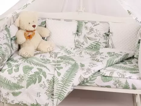 Комплект в кроватку AmaroBaby Exclusive Soft Collection Папоротники (15 предметов)