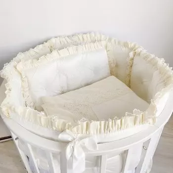 Комплект в кроватку Krisfi Ваниль (7 предметов) для овальной кроватки