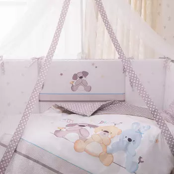 Комплект в кроватку Perina Три друга из сатина (4 предмета)