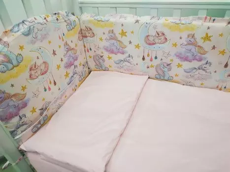 Комплект в кроватку Сонная сказка Единорожки (6 предметов)
