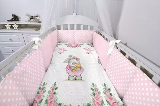 Комплект в кроватку Топотушки Зайка с бантиком (6 предметов)