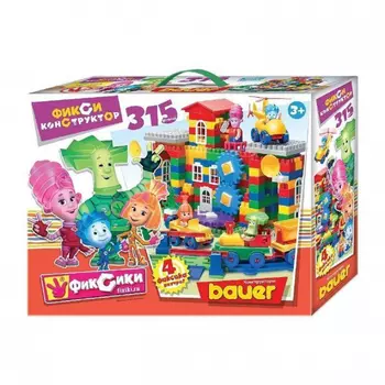 Конструктор Bauer Фиксики с объемными фигурками героев Нолик, Симка, Папус, Мася (315 элементов)