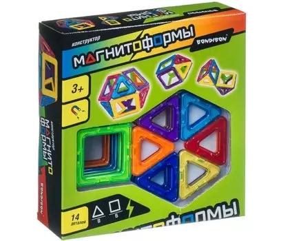 Конструктор Bondibon магнитный Магнитоформы 14 деталей ВВ4401