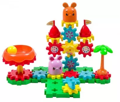 Конструктор Bondibon на шестеренках Веселая карусель 49 деталей