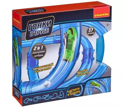 Конструктор Bondibon Развлекательная игра Гонки в трубе (37 деталей)