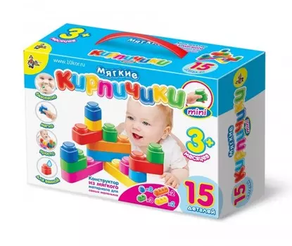 Конструктор Десятое королевство Мягкие кирпичики мини (15 деталей)