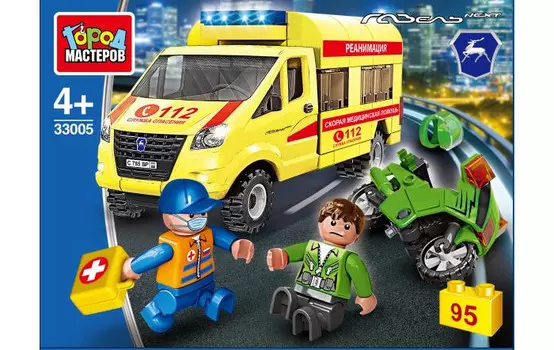 Конструктор Город мастеров Газель авария мотоциклиста 95 деталей