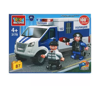 Конструктор Город мастеров Газель некст полиция побег заключенного (87 деталей)