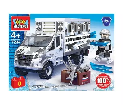 Конструктор Город мастеров Группа газ газель военная (63 детали)