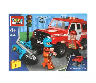 Конструктор Город мастеров Uaz hanter авария с мотоциклистом (83 детали)
