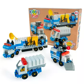 Конструктор KiddiePlay Полицейский тягач, фургон, водомет