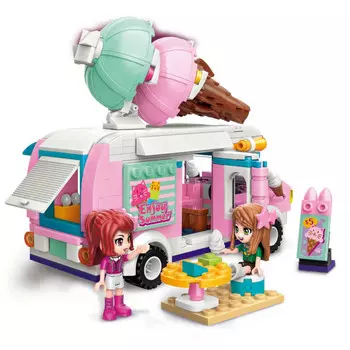 Конструктор Qman серия Cherry Передвижное кафе-мороженое 388 деталей