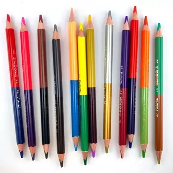 Kores Карандаши цветные DUO Jumbo трехгранные с точилкой 24 цвета