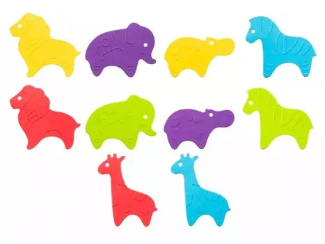 Коврик ROXY-KIDS Антискользящие детские мини-коврики для ванны/игрушка для ванны 10 шт Safari