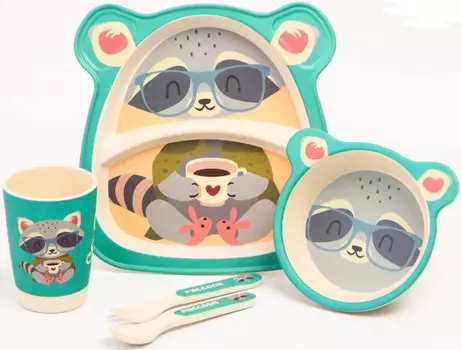 Крошка Я Набор бамбуковой посуды Енотик (5 предметов)