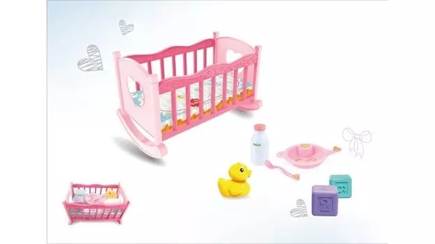 Кроватка для куклы Наша Игрушка в наборе с аксессуарами