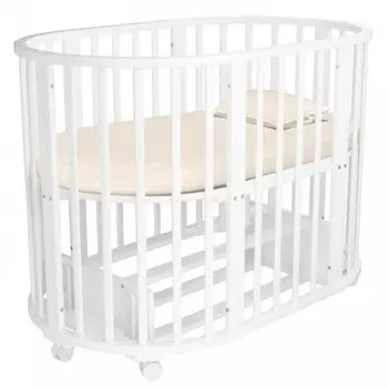 Кроватка-трансформер Forest kids круглая Lavatera 6 в 1 с маятником, колесами и дополнительной полкой