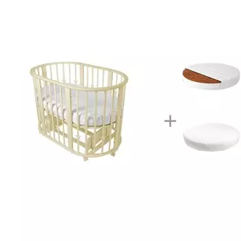 Кроватка-трансформер Forest kids Lavatera Stars 6 в 1 с матрасом Малышок Классик и наматрасником Caress