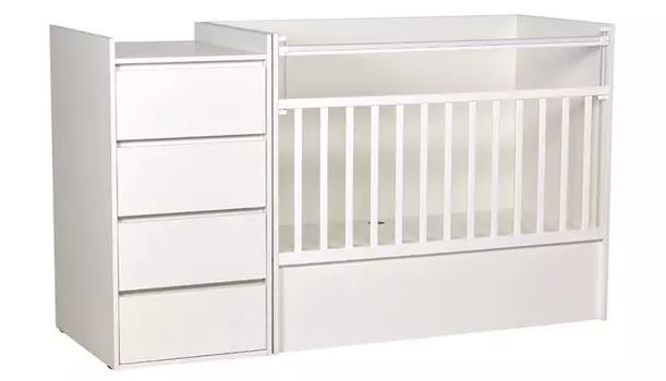 Кроватка-трансформер Polini детская с комодом Simple 1902