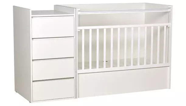 Кроватка-трансформер Polini детская с комодом Simple 1901