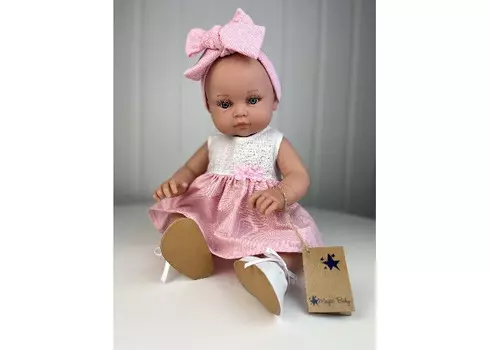 Lamagik S.L. Пупс Алисия в бело-розовом платье с ободком 42 см