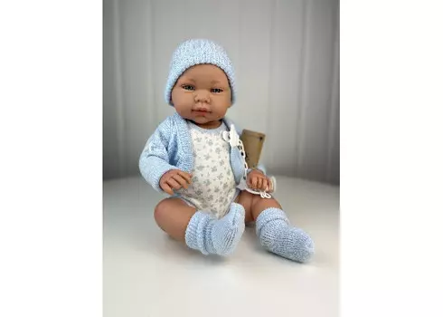 Lamagik S.L. Пупс Марио в голубой кофте и шапочке 47 см