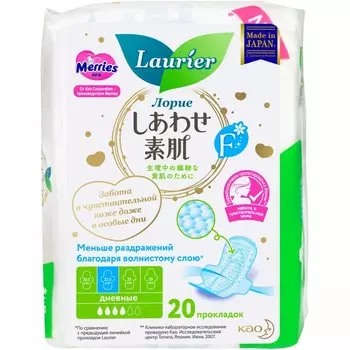 Laurier Laurier F Женские дневные супертонкие гигиенические прокладки с крылышками 20 шт.