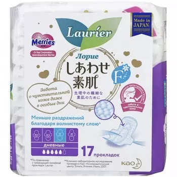 Laurier Laurier F Женские дневные супертонкие гигиенические прокладки с крылышками 17 шт.