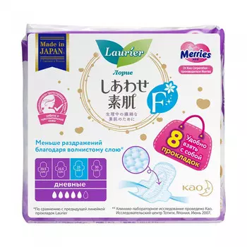 Laurier Женские дневные супертонкие гигиенические прокладки с крылышками 8 шт. 4 упаковки