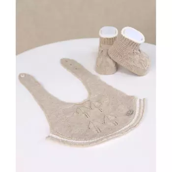 Leoking Комплект для малыша слюнявчик с пинетками из 100% органического хлопка 1506