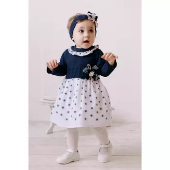 Leoking Нарядное платье с объемной юбкой и широкий ободок на голову из 100% хлопка 5310