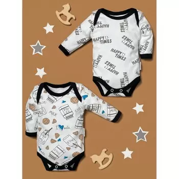 Little Fox Limited Collection Набор боди с длинным рукавом Милк, Хэппи тайм 2 шт.