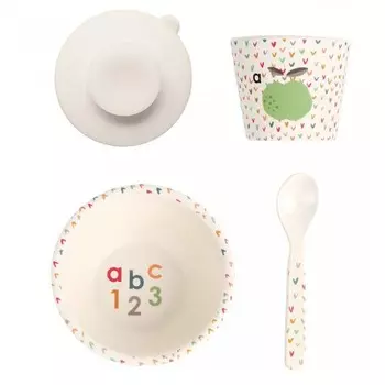 Love Mae Набор бамбуковой посуды Алфавит (4 предмета)