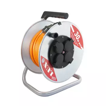 Lux Удлинитель силовой на катушке К4-Е-30 ПВС 3x1.5 16А 4 розетки з/к 30 м