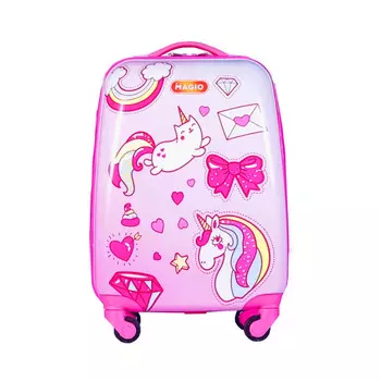 Magio Чемодан детский четырехколесный Счастливый единорог