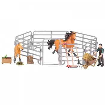 Masai Mara Набор фигурок Мир лошадей (конюшня, лошади, фермер, инвентарь)