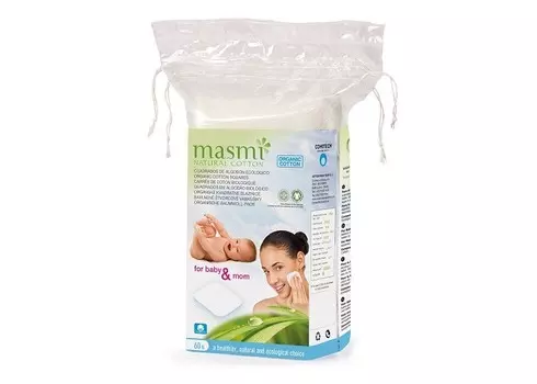 Masmi Гигиенические косметические диски прямоугольные из органического хлопка 60 шт.