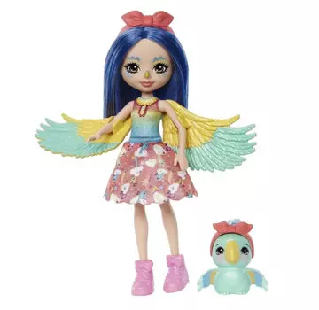 Mattel Кукла Enchantimals Попугай Прита и питомец Флатер