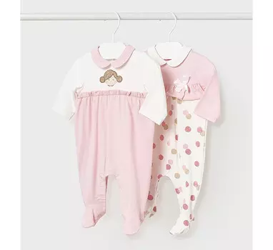 Mayoral Newborn Комбинезон для девочки Горошки 2 шт.