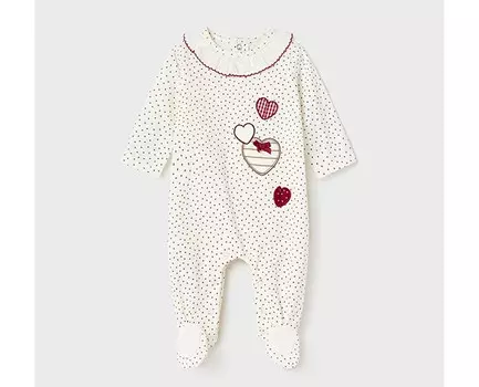 Mayoral Newborn Комбинезон для девочки Сердечки/Горошек 1738