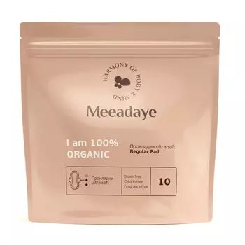 Meeadaye Натуральные гигиенические прокладки с крылышками ультратонкие 10 шт.