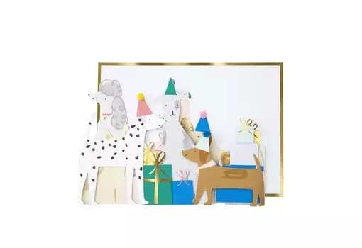 MeriMeri Открытка складная Собака Вечеринка