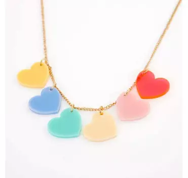 MeriMeri Подвеска на цепочке Радуга из сердец