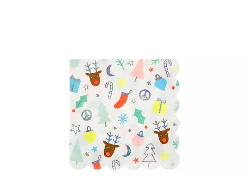 MeriMeri Салфетки большие Новогоднее веселье 16 шт.