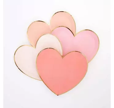 MeriMeri Тарелки Розовое сердце малые 8 шт.